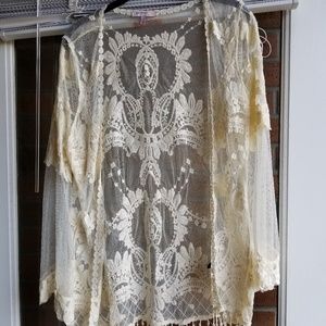 Cream, lace kimono